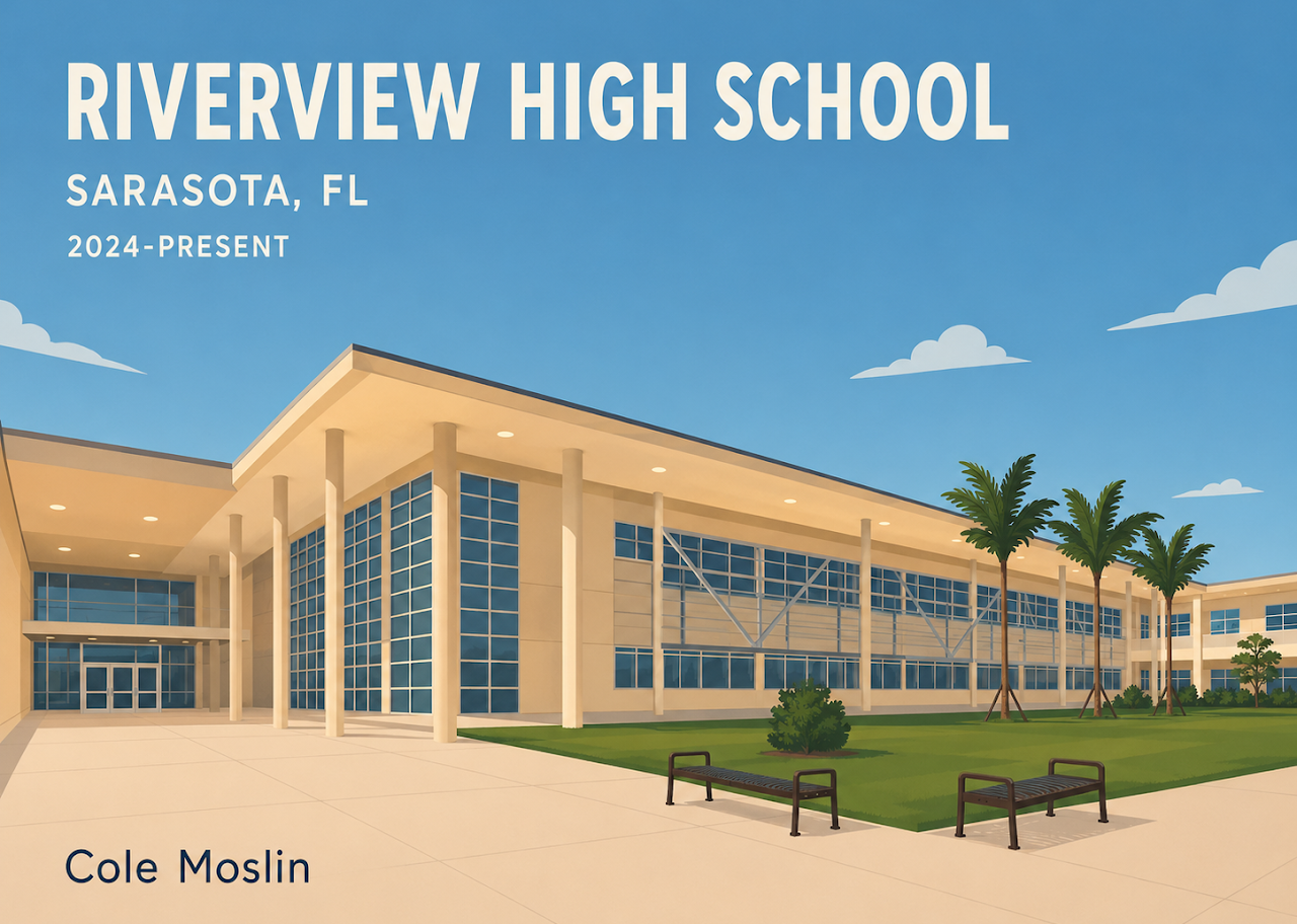 Illustration of Riverview High School in Sarasota, Florida